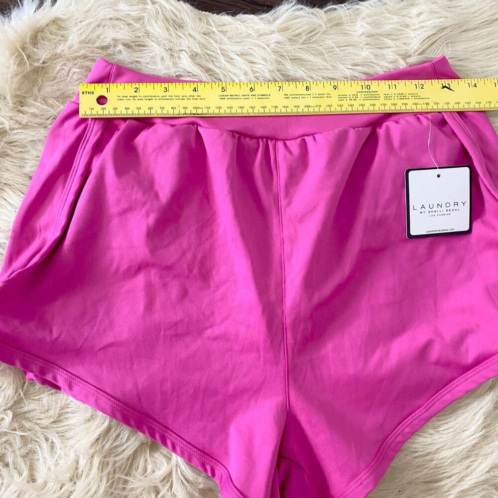 NWT Bright Pink High Rise Running Workout Shorts M Laundry by Shelli Segal - Picture 5 of 6